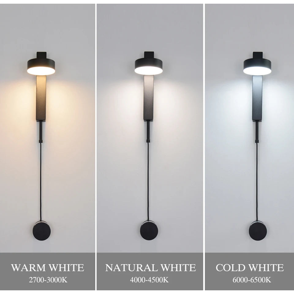 Led indoor wall lamps rotation dimming