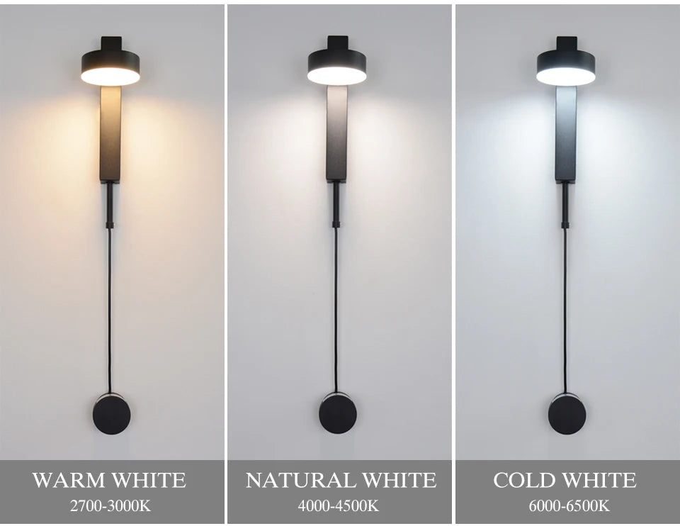 Led indoor wall lamps rotation dimming